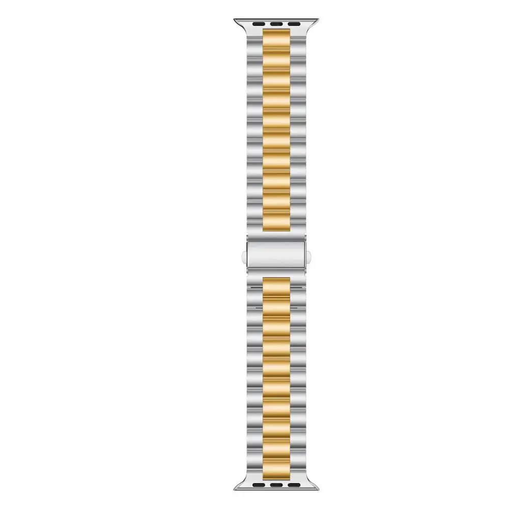 Silver Gold Ремешок для часов для Apple watch серии 5 44 мм 40 мм ремешок металлический браслет для iWatch 4 3 2 42 мм 38 мм Сменные аксессуары - Цвет ремешка: Silver Gold