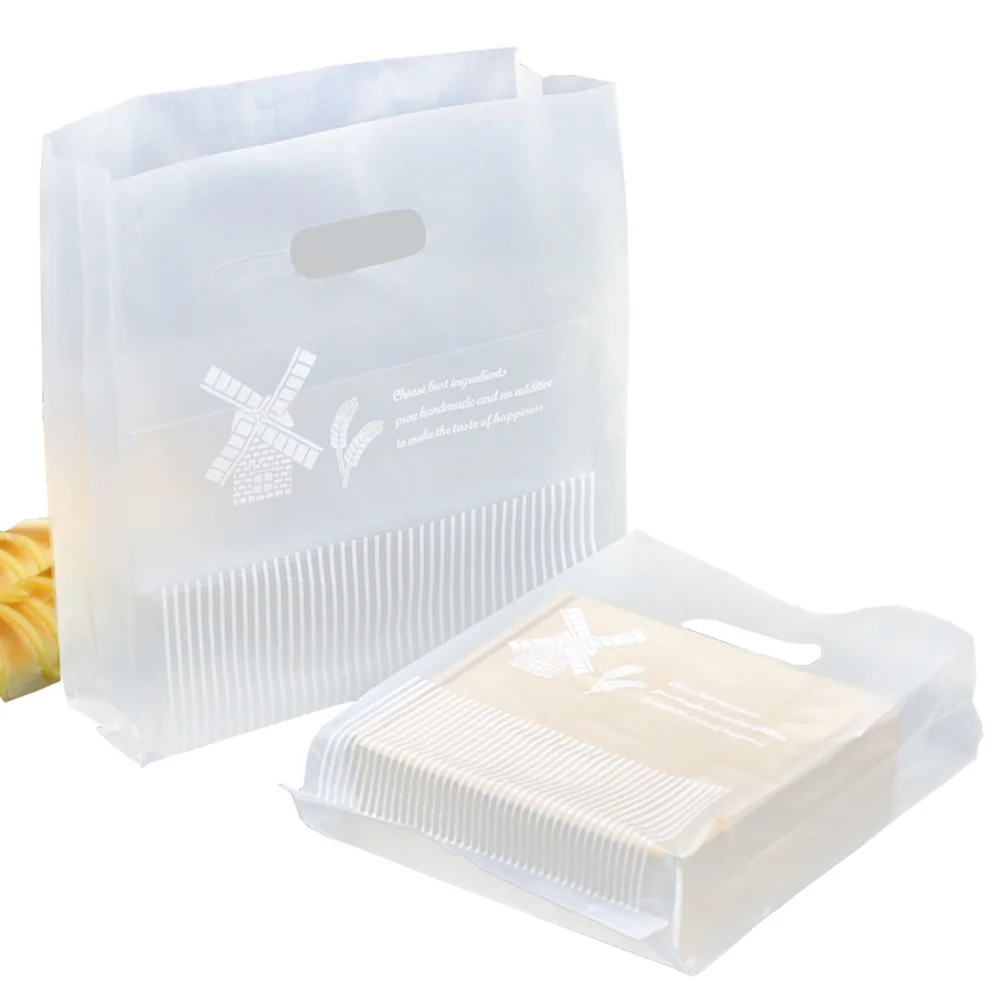 500Pcs/lot Matte Clear Plastic Packaging Bag with Handle Windmill Printed Bread Grocery Snack Take-Out Packing Bag 500Pcs/lot Matte Clear Plastic Packaging Bag with Handle Windmill Printed Bread Grocery Snack Take-Out Packing Bag