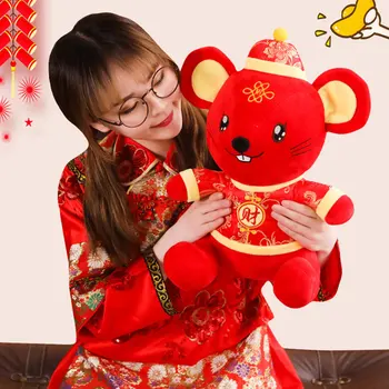 

2020 Rat Year Cute China Dress Mascot Rat Plush Mouse in Tang suit Soft Toys Chinese New Year Party Decoration Gift