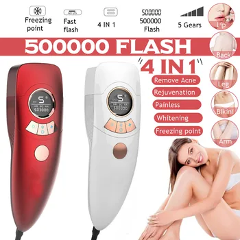 

4in1 Professional Permanent IPL Laser Depilator 500000 flash LCD laser hair removal Photoepilator women painless hair remover