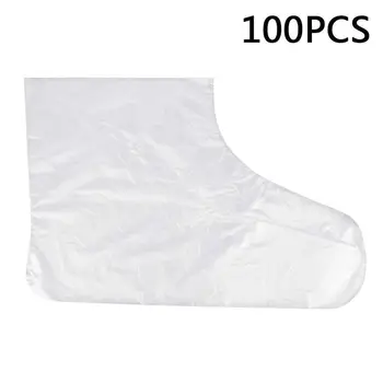 

100Pcs/Pack Disposable Plastic Foot Covers Transparent Shoes Cover Paraffin Bath Exfoliating plastic foot mask Therapy Bags Line