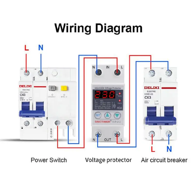 220V 40/63/80A под Напряжение протектор реле Повторное подключение защитное устройство