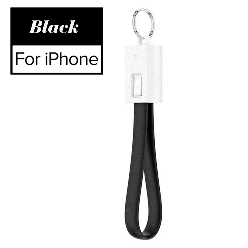 USB кабель для iPhone samsung huawei Xiaomi Powerbank 8Pin Micro usb type C кабель брелок аксессуар портативный зарядный кабель - Цвет: Black for iPhone