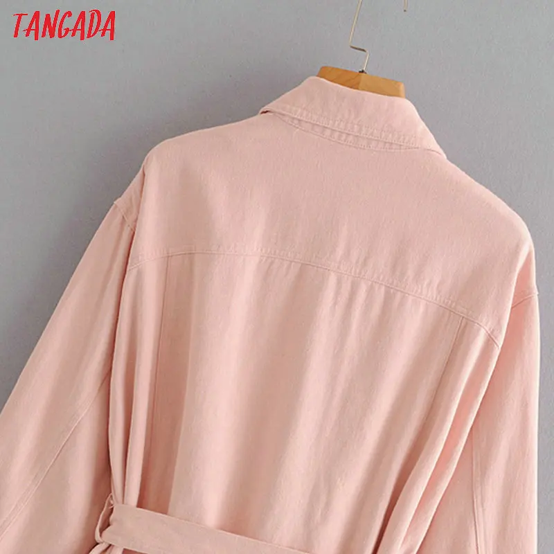 remarkable  Tangada women winter jackets with Belt button pocket long sleeve turn down collar jacket tassel lad