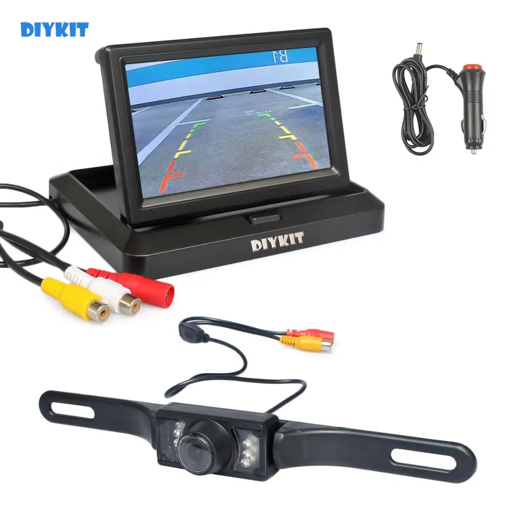 DIYKIT 5 дюймов складной монитор для автомобиля заднего вида водонепроницаемый ИК ночного видения заднего вида автомобильная парковочная камера