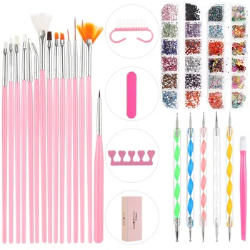 

1Set Nail Beauty Tool Manicure Fluoresent Marker Diamond Dotting Pen Nail Brush File Nail Stickers For DIY Nail Art Decoration