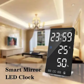 

Practical Design Digital LED Alarm Clock Multifunctional Weather Station Thermometer Mirror Clock Display