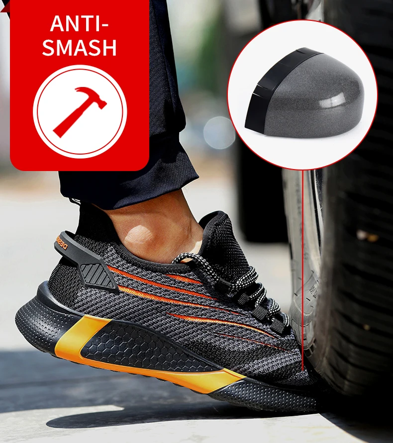 Safety Shoes Men Anti-Smashing Steel Toe Cap Puncture Proof Construction Lightweight Breathable Sneaker Work Boots Women Quality