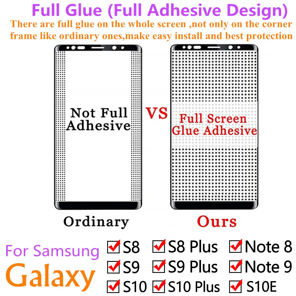 Полный Клей s9plus стекло s8 s10 e plus note s 8 9 для samsung galaxy s9 s10plus протектор экрана 9 s 10s s10e 3D Изогнутые