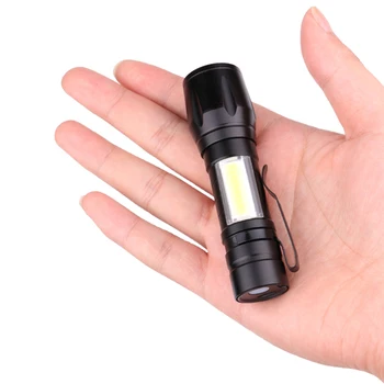 

T6 USB Rechargeable COB LED Flashlight Portable Zoom Bike Light Built-in Battery Waterproof Outdoor Camping Torch 3 Modes Lamp
