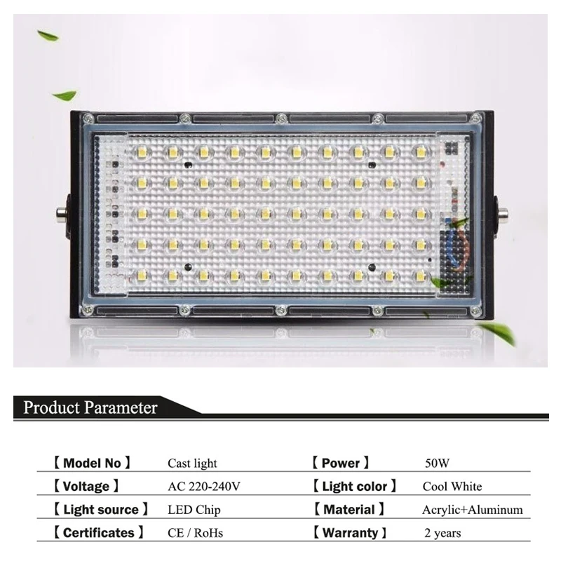 50 Вт высокой мощности Светодиодный прожектор Водонепроницаемый IP65 Открытый отражатель для светодиода AC220V 240V Прожектор уличное ландшафтное освещение