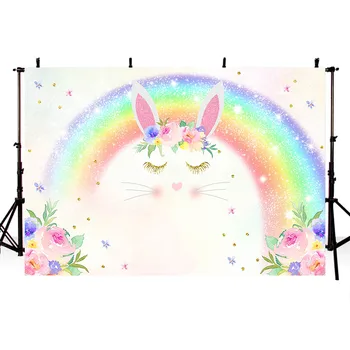 

TAIBO Vinyl Background Photography Rabbit Background Rainbow Photo Studio Backdrop Photocall