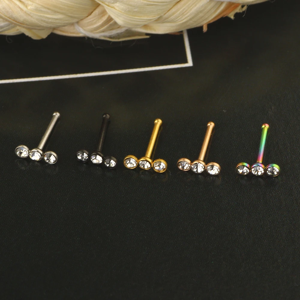 20G Nose Rings Studs Surgical Steel Nose Nostril Opal CZ Inlaid 2MM Piercing Jewelry for Women Men Girl  Tragus Cartilage Nose