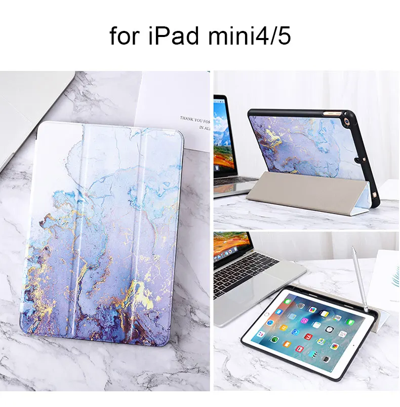 Защитный чехол iPadmini5 со слотом для ручки iPad5/6 shell Air1/Air2/Air3 Защитная крышка для ручки вставка для хранения Pro10.5 силикон - Цвет: B stone mini4 5