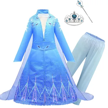 

Girls Princess Elsa Anna Dresses Halloween Party Cosplay Costume Dresses Children's Christmas Birthday Sets Clothes