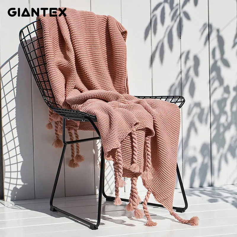 GIANTEX трикотажная клетчатая шаль зимнее Скандинавское одеяло для Кровати