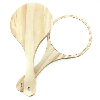 

Wooden Handheld Cosmetic Mirror Round with Handle Beauty Vanity Mirrors for Home E65F