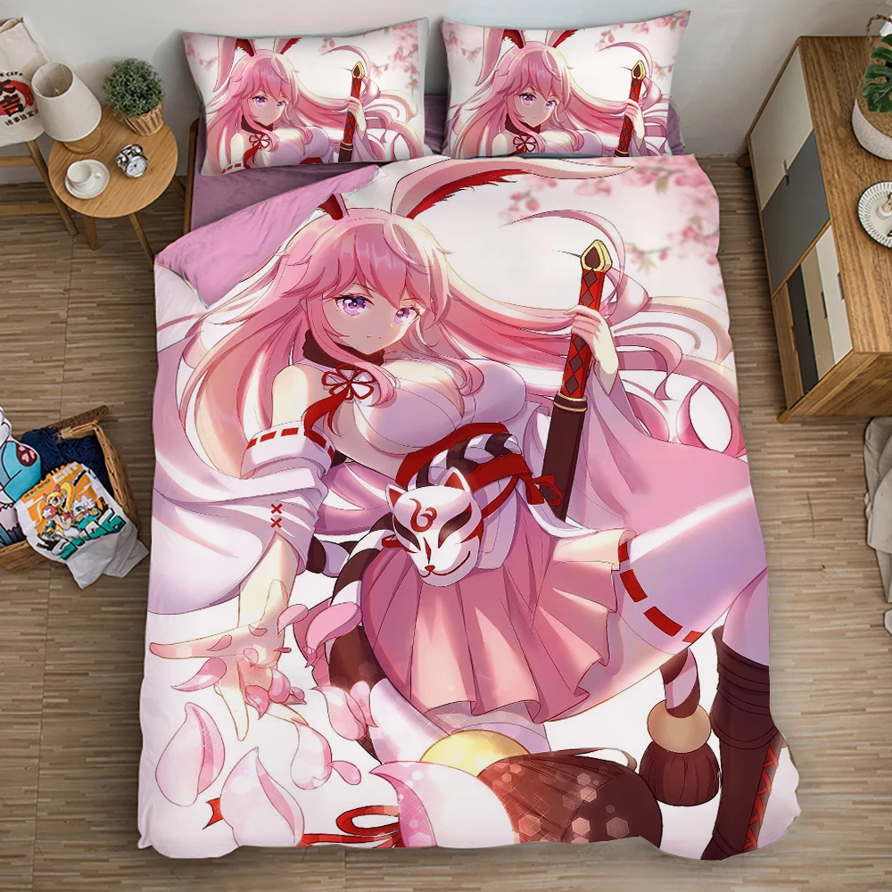 

3D Yae Sakura Anime Print Bedding Set Duvet Covers Pillowcases One Piece Comforter Bedding Sets Bedclothes Bed Linen 05