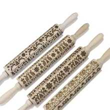 Рождество тиснение Скалка деревянные печенье лапша печенье Ролик стикер торт снежинки олень Рождественская елка узорная форма