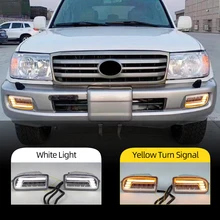 2PCS LED Nebel Lichter für TOYOTA LAND CRUISER 100 LC 100 1998-2008 DRL blinker Fahren Lampe nebel licht UZJ 100 FZJ 100