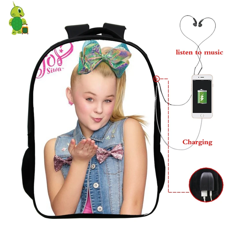 Популярные звезды Jojo Siwa рюкзак Многофункциональный USB зарядка школьные сумки для подростков рюкзак для девочек с отделением для ноутбука Большая Дорожная сумка на плечо - Цвет: 16