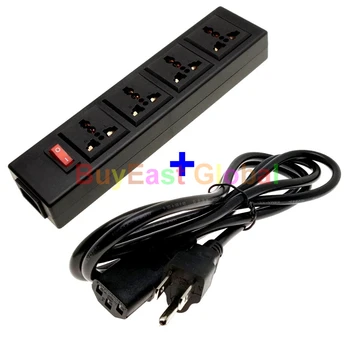 

US Canada Plug 4-Way Multi Outlet Extension Power Strip Convert World Plug W/ LED Main Switch AC100~250V Max 10A