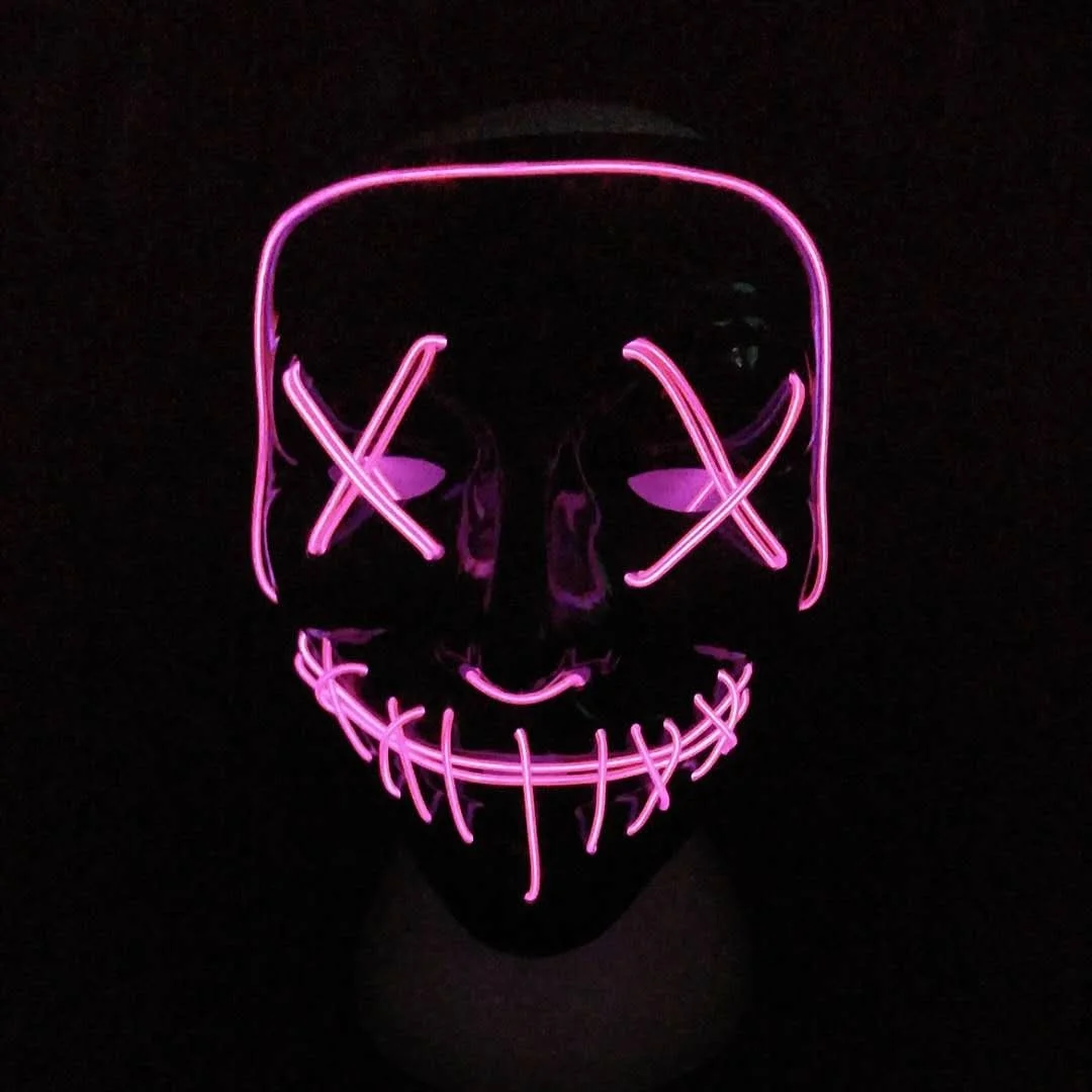 10 цветов, ручная работа, на заказ, светодиодная блестящая светящаяся маска для лица, флуоресцентный танцевальный маска для взрослых, холодный светильник, танец призрака(без батареи - Цвет: Розовый