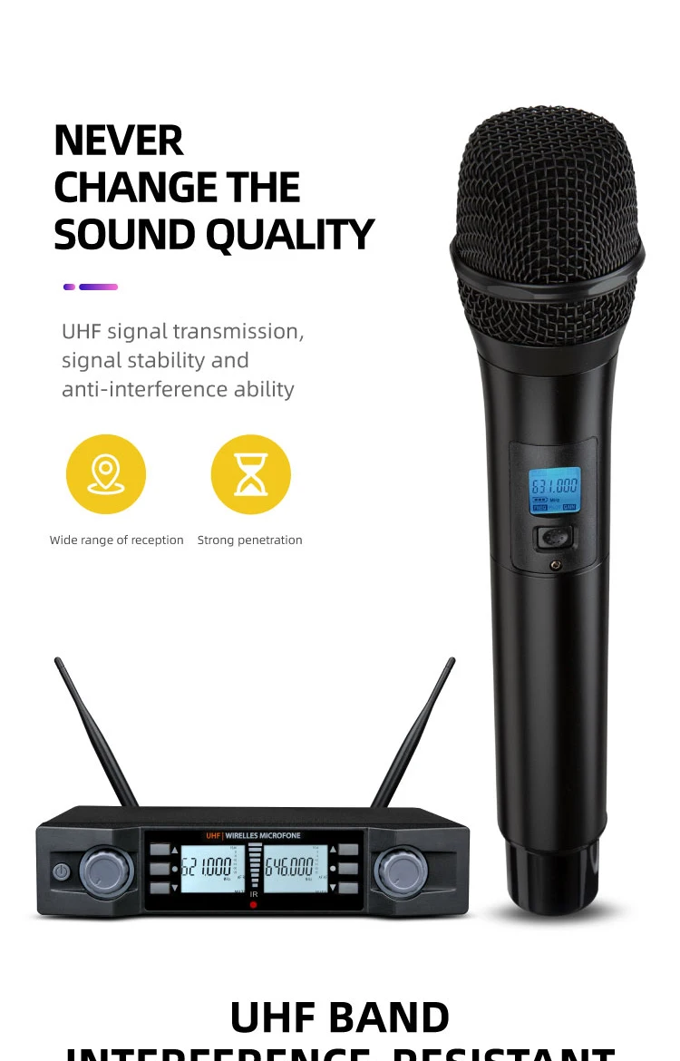 freqüência microfone handheld automático ajustável 100m receber 2100c