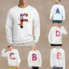 26 Letter Print Hoodie Spring Autumn Sweatshirt Men Casual Fashion Hoodie Sweatshirt Long Sleeve Tops Loose Pullover Clothes