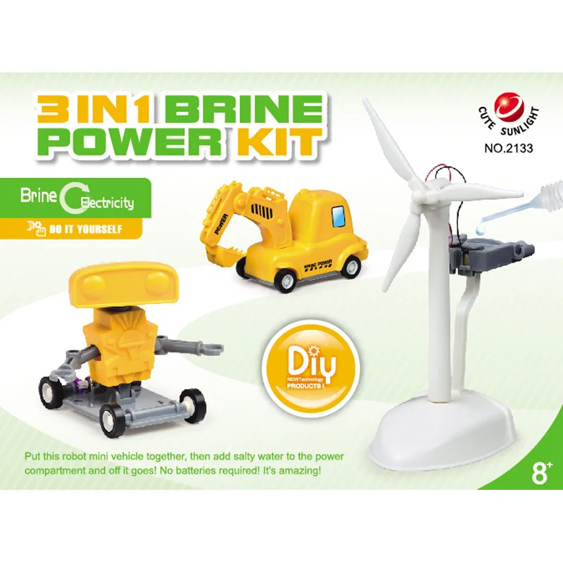 

Children Science Stem Toy Three-in-One Saline Power Plant DIY Engineering Vehicle Robot Saline Power Generation