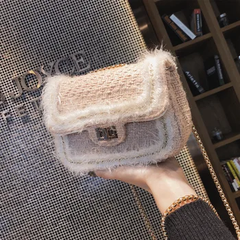 

Messenger Bag Chain Bag New Plush Bag Wool Shoulder Bag In Autumn and Winter