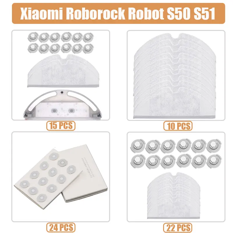 Запасные части для робота-пылесоса Xiaomi Roborock S50 S51 2 комплекта тканевых запчастей