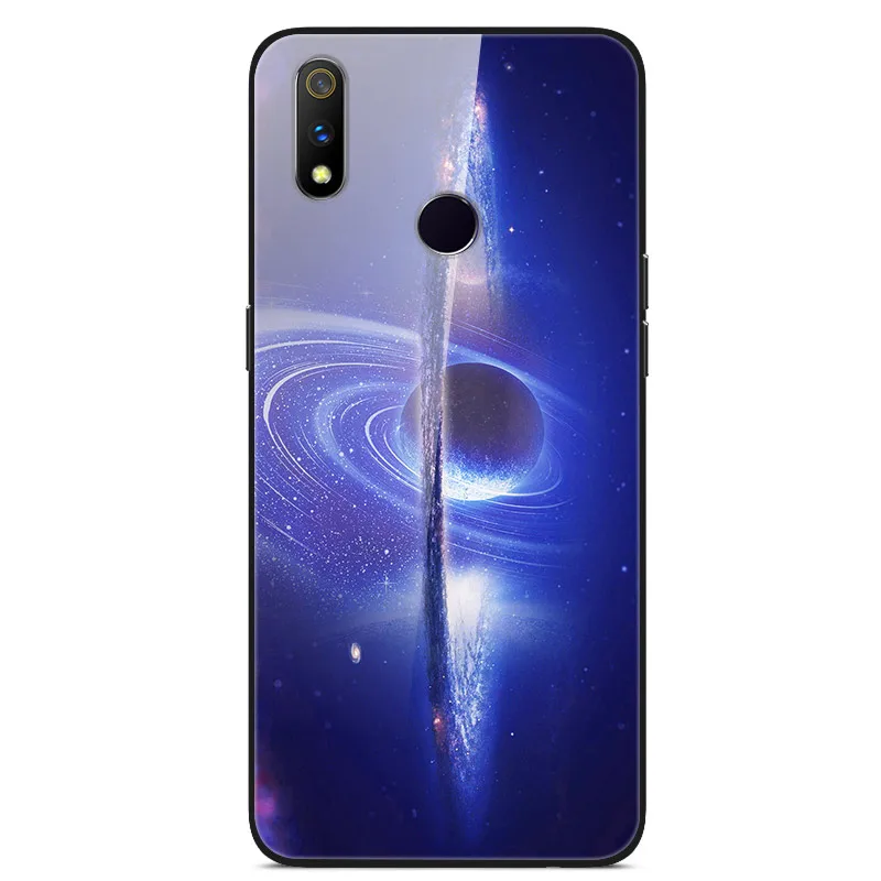 Для OPPO Realme 3 Чехол Realme3 закаленное стекло планета Космос крышка стекло задняя крышка чехол для OPPO Realme 3 Coque оболочка для Realme 3 6,22 - Цвет: 19