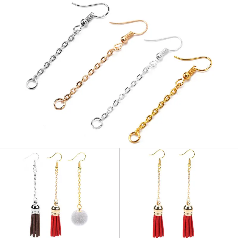 Ganchos de hierro para pendientes, 20 Uds., Color dorado y plateado, cables con oreja, colgantes, conector para fabricación de joyas, suministros