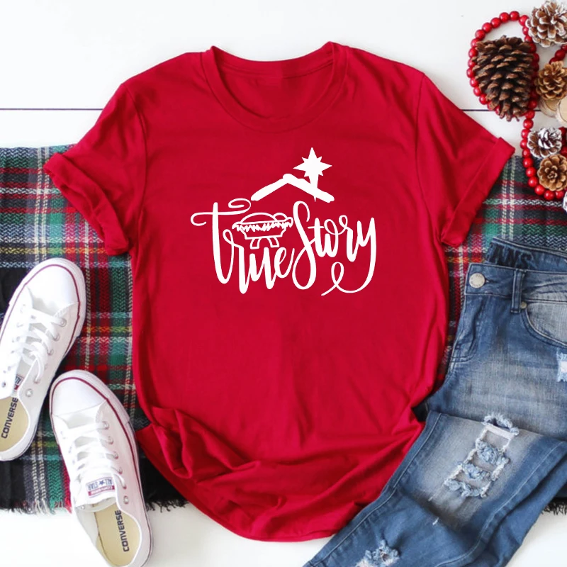True Story Christmas T-shirt Funny Unisex Women Holiday Gift Tshirt Plus Size Pure Cotton Winter Santa Tee Shirt Top Camisetas | Женская