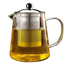 Нетоксичный прозрачный боросиликатный стеклянный чайный горшок Элегантная стеклянная чайная чашка чайный горшок с ситечком для заварки из нержавеющей стали