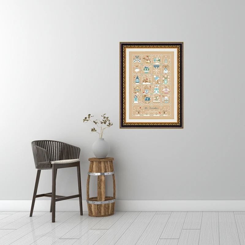 Autumn Calendar Cross Stitch Kit 4 Seasons 18ct 14ct 11ct Flaxen Linen Fabric Cloth Cotton Thread Embroidery DIY Handmade