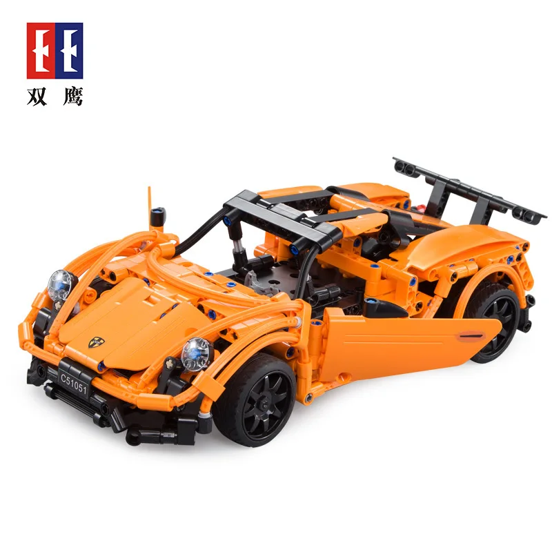 

Double e C51051 Click Assembled Building Blocks Electric Remote Control Sports Car 918 Model Toy Shock Absorber Design