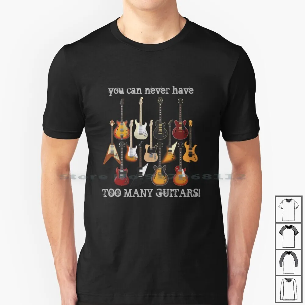 Molte Chitarre! Maglietta 100% Cotone Molte Chitarre Stratocaster Elettrico Telecaster Explorer Flying V Hollow Bc Rich Metal