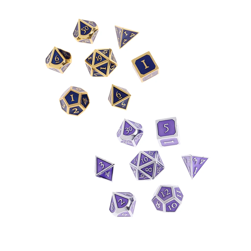 14x цинковый сплав многогранные игральные кости RPG D4 D6 D8 D10 D12 D20 для DND MTG