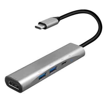 

USB C Hub 4 in 1 Aluminum Type-C to USB HDMI 4K Docking Station PD Fast Charging HUB Adapter for PC Pro