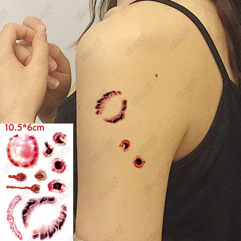 ZLTFashion 10Pcs Halloween Zombie Scars Tattoos With Fake Scab Bloody Bite  Mark Costume Makeup Halloween Decoration Terror Wound Scary Blood Injury  Sticker B  Amazonsg Beauty