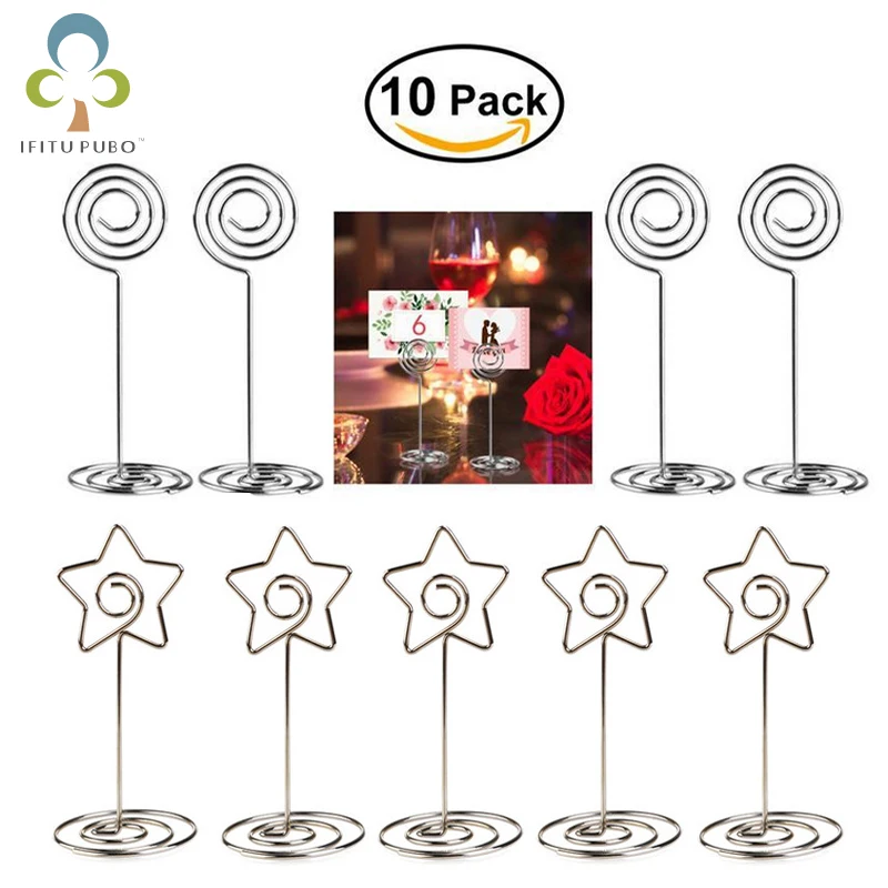 

10pcs Table Name Number Holders Place Card Holder Stands Paper Menu Clips Picture Memo Note Photo Holder Wedding Decorations ZXH