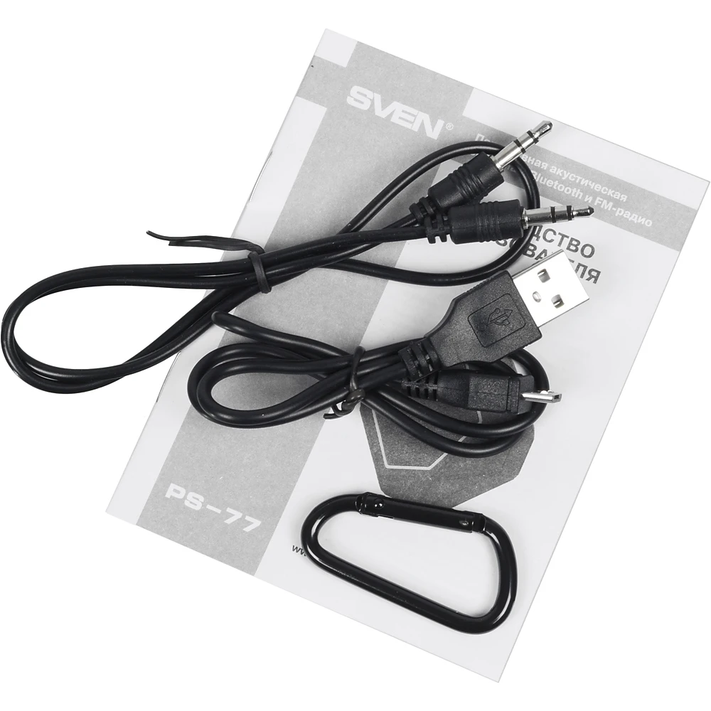 Колонка порт. Sven PS-77 черный/голубой 5W 1.0 BT/3.5Jack 10м 600mAh