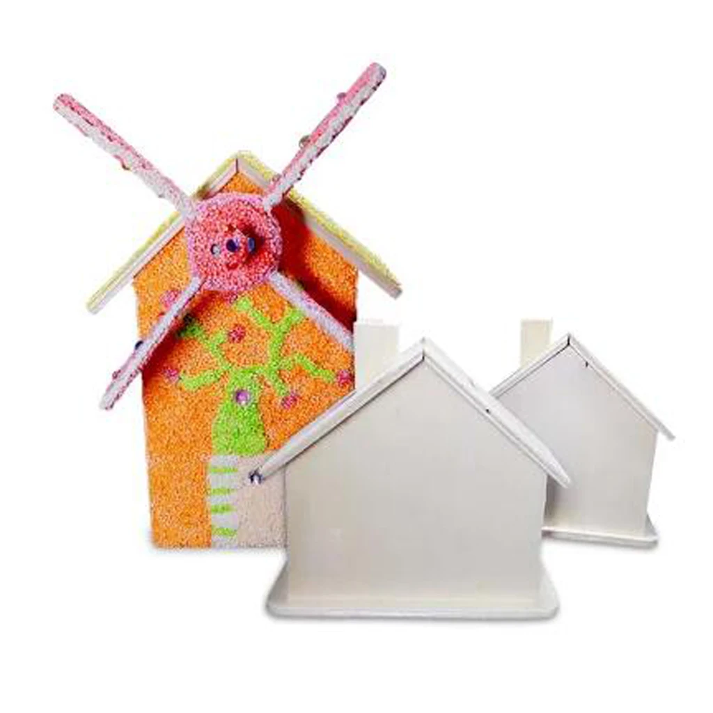 Unpainted Wood Craft Windmill Coin Bank Money Box Piggy Bank For Crafting Decorating Children's DIY Projects
