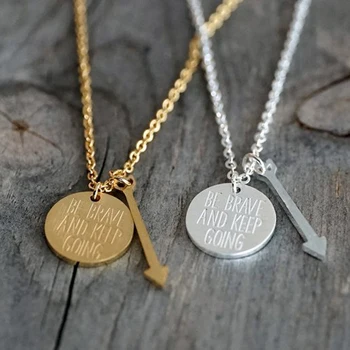 

V Attract Bijoux Femme 2018 Confident Gold Choker Letter Be Brave Keep Going Arrow Charm Necklace Women Men Jewelry