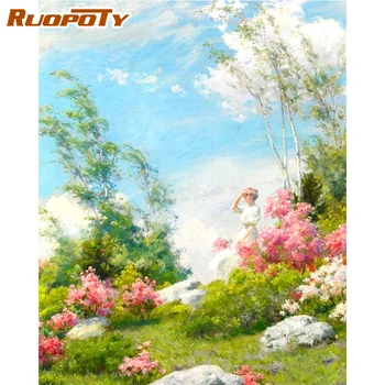 

RUOPOTY Frame DIY Painting By Numbers Travel Picture By Numbers For Adults Landscape Modern Wall Art Decors Handpainted Diy Gift