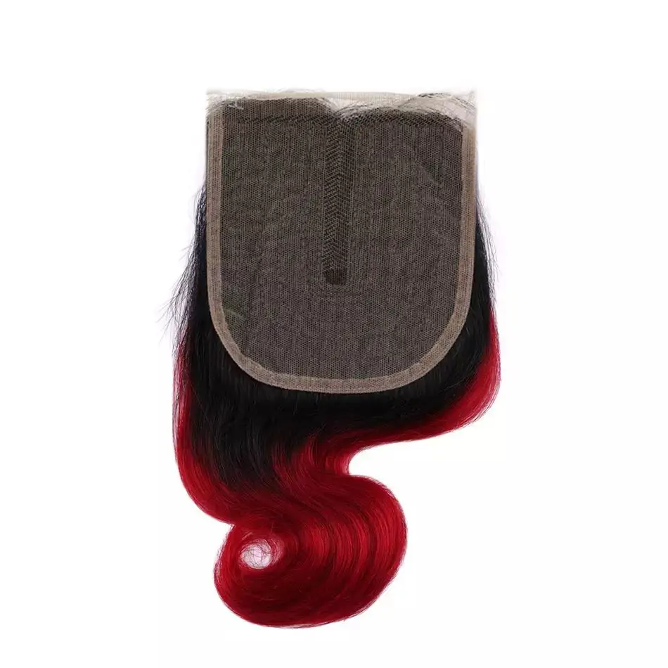 Human Hair Bundles 4 Bundles With Closure Brazilian Body Wave Colorful Two Tone Ombre Blond Red Blue human hair extensions human hair weave