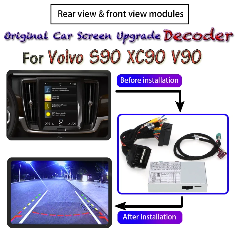 Front Rear View Camera Decoder For Volvo S90 XC90 V90 2015~2020 Interface Original Car Screen Display Upgrade Parking CAM Module
