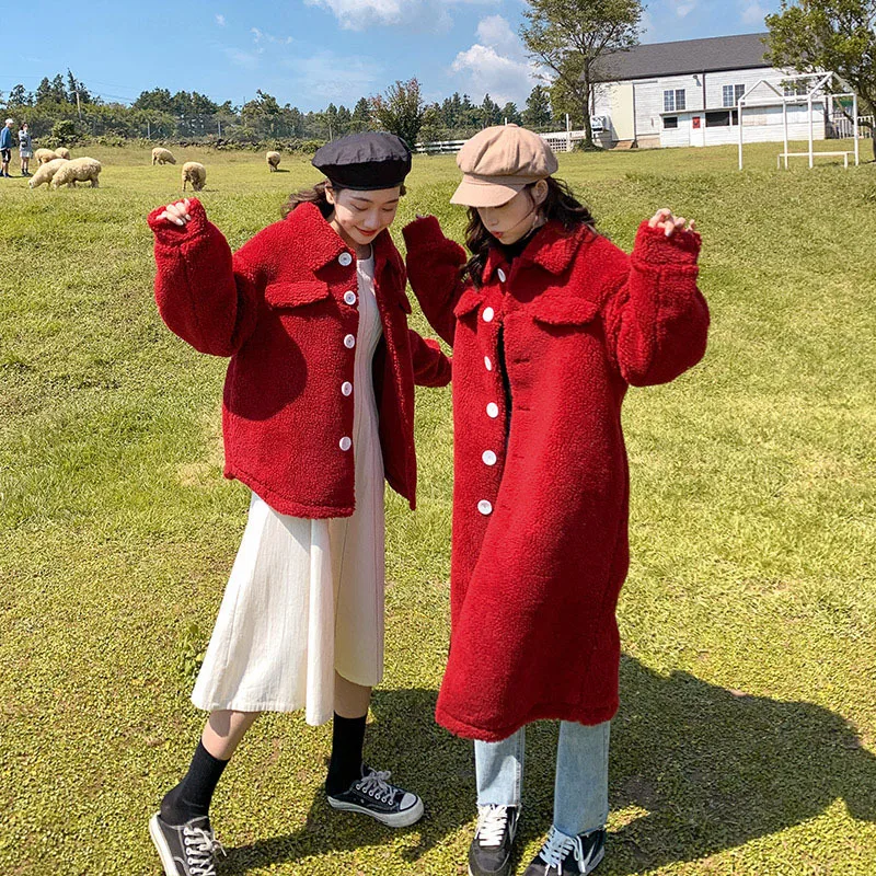 

Photo Shoot 2019 Autumn & Winter New Style ke li rong Lambs Wool Coat Women's Fashion Mid-length Fur Overcoat Fashion